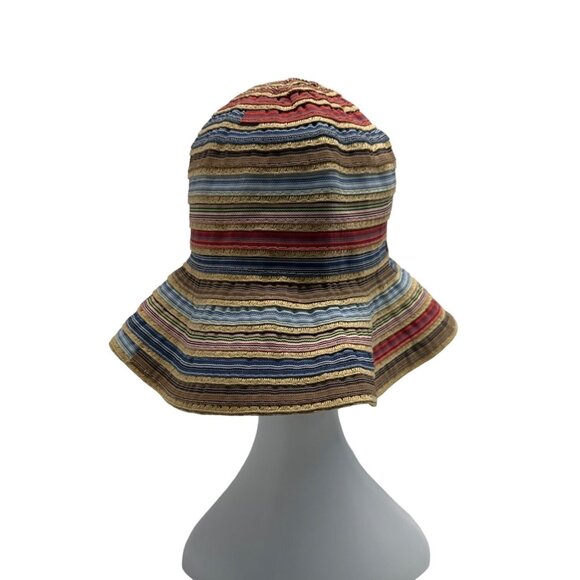 Colorful Striped Womens Sun Hat With Wide Brim - One Size - Picture 3 of 6